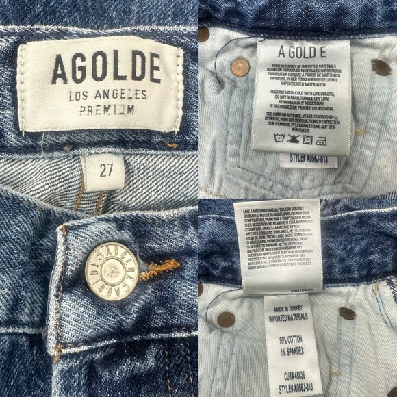 Agolde Riley High Rise Straight Leg Crop Jeans Size 27 In Veto Faded Distressed - Picture 11 of 13